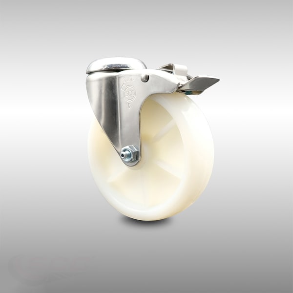 5 Inch 316SS Nylon Wheel Swivel Bolt Hole Caster with Brake